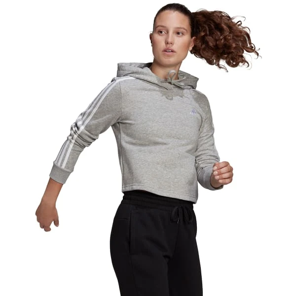 ADIDAS Women's Essentials 3-Stripes Cropped Hoodie 4 ADIDAS Women's Essentials 3-Stripes Cropped Hoodie - Image 4