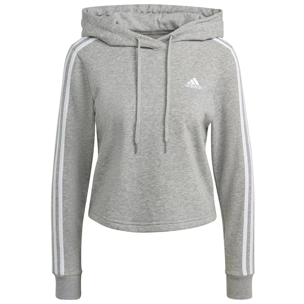 ADIDAS Women's Essentials 3-Stripes Cropped Hoodie 1 ADIDAS Women's Essentials 3-Stripes Cropped Hoodie