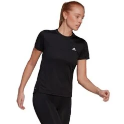 ADIDAS Women's Aeroready D2M 3-Stripe Short-Sleeve Tee -Heb Fashion Shop 2078007 001 alt3
