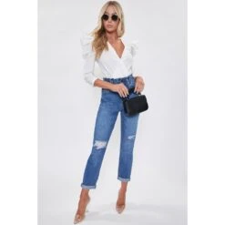 YMI Juniors Hybrid Dream Jean With Paperbag Waist -Heb Fashion Shop 2078089 405 alt3