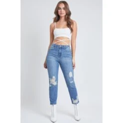 YMI Juniors' Dream Fit Mom Jeans 6 YMI Juniors' Dream Fit Mom Jeans -Heb Fashion Shop 2078153 403 alt2