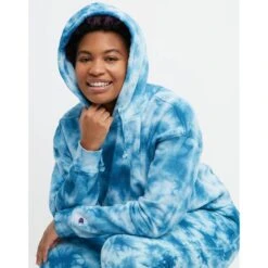 CHAMPION Women's Relaxed Crush-Dye Fleece Hoodie -Heb Fashion Shop 2078674 407 alt6