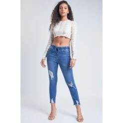 YMI Juniors' High-Rise Denim Ankle Jogger -Heb Fashion Shop 2083004 405 alt3