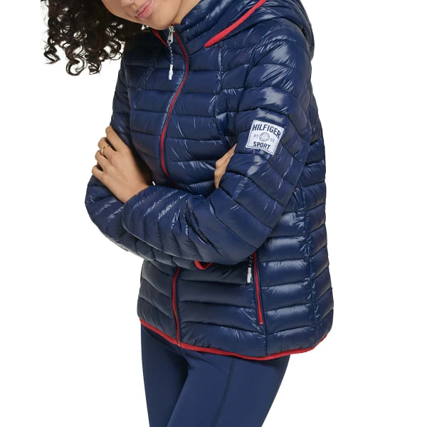 TOMMY HILFIGER Women's Lightweight Hooded Packable Puffer Jacket 1 TOMMY HILFIGER Women's Lightweight Hooded Packable Puffer Jacket