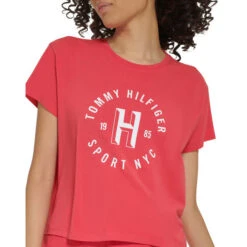 TOMMY HILFIGER Women's Boxy Short-Sleeve Graphic Tee -Heb Fashion Shop 2084189 630 alt2