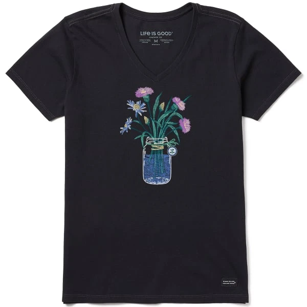LIFE IS GOOD Women's Wildflower Jar Crusher-LITE Short-Sleeve Vee 1 LIFE IS GOOD Women's Wildflower Jar Crusher-LITE Short-Sleeve Vee