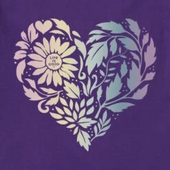 LIFE IS GOOD Women's Floral Rainbow Heart Long-Sleeve Crusher-LITE Hooded Tee -Heb Fashion Shop 2087661 502 alt2